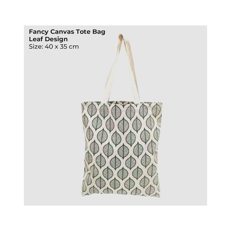 Leaf Design Fancy Canvas Tote Bag